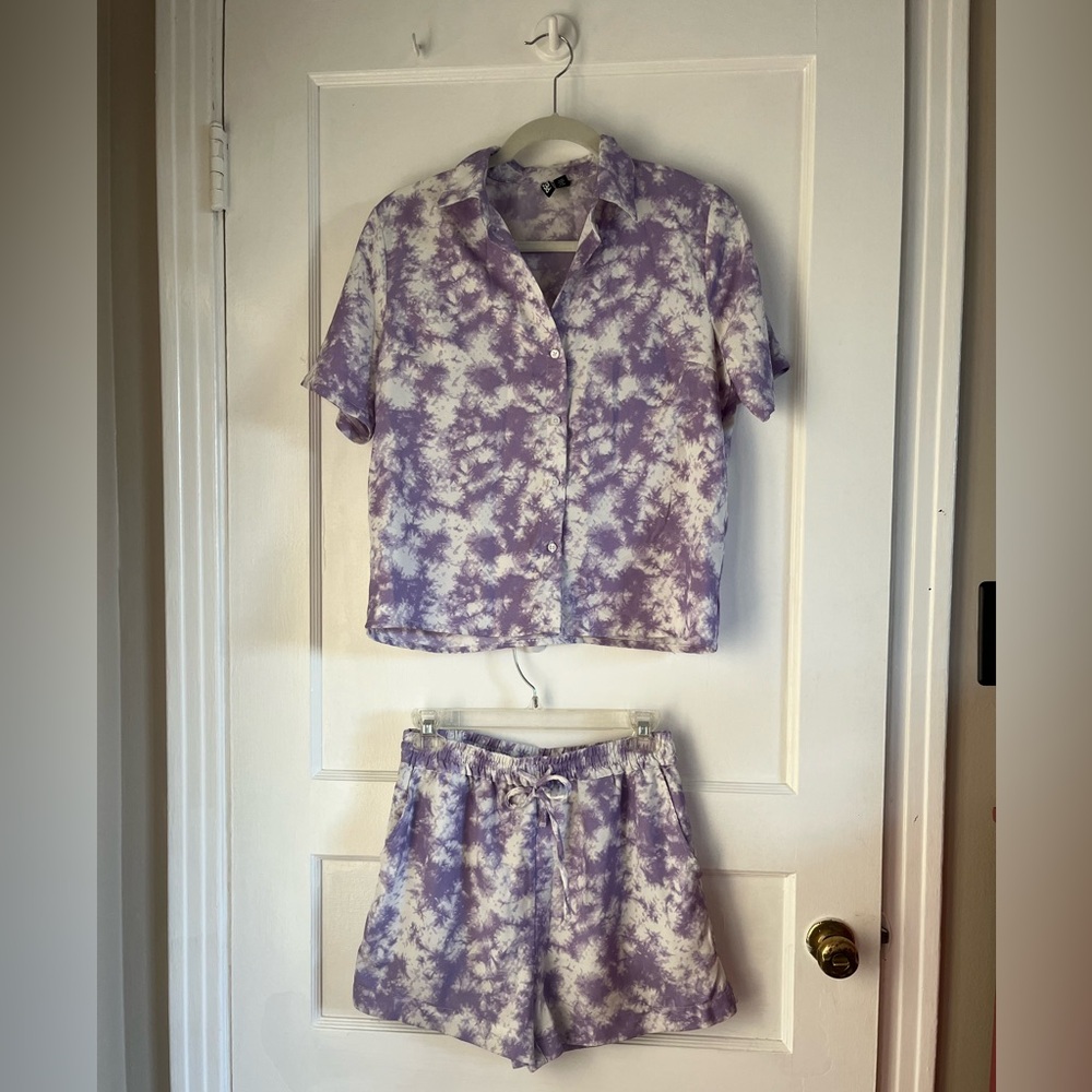 Small, Purple & White Tie Dye Shirt & Shorts set